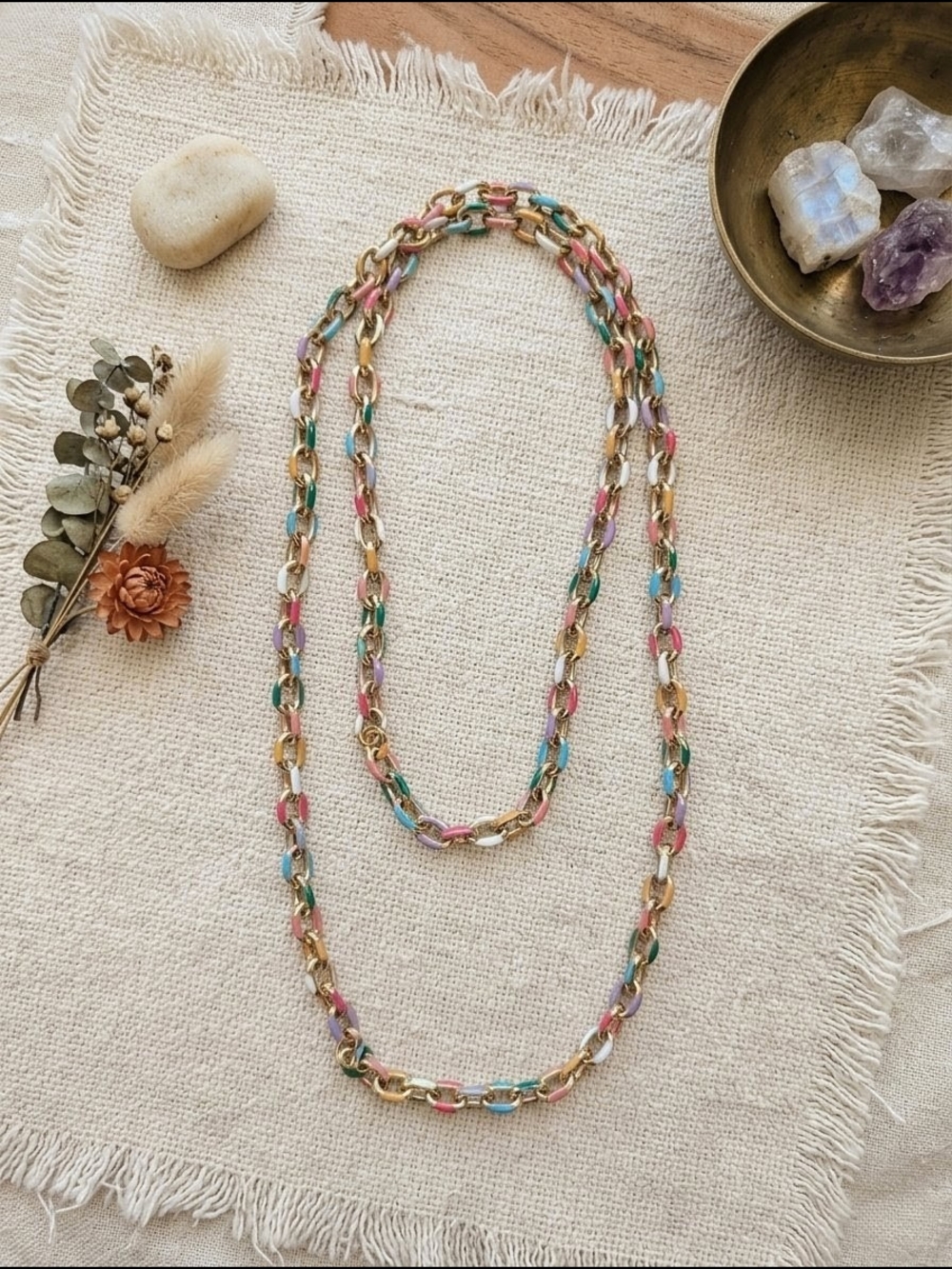 Gold Multicolor Link Necklace